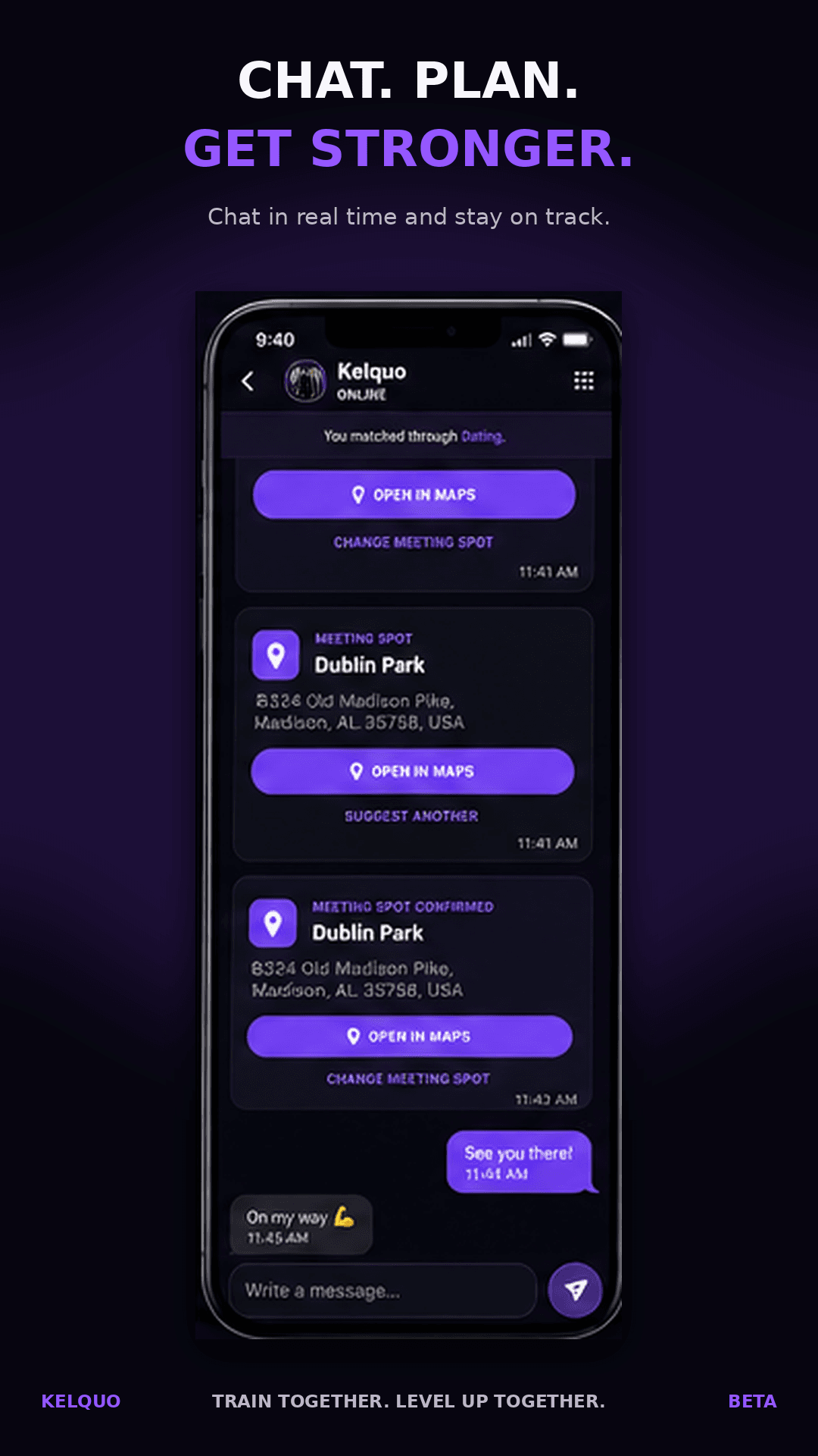 Chat and plan a workout together